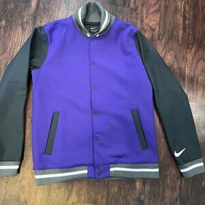 Nike Purple Varsity Jacket Snap Front Bomber Medium